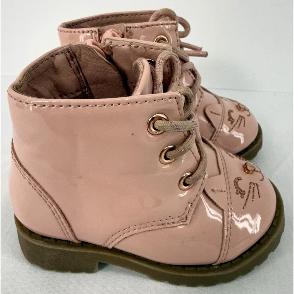 Wonder Nation Pink Kitten Critter Zip-Up Boots Girls Size 3 Toddler Child‎ EUC